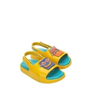 Mini Melissa Bright Yellow Kids Sandals with Fun Faces